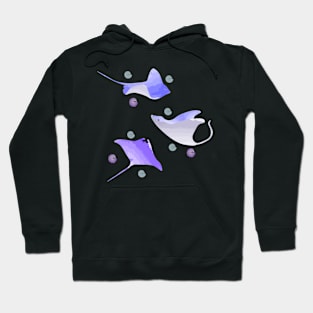 Seamless pattern of watercolor stingray fish Hoodie